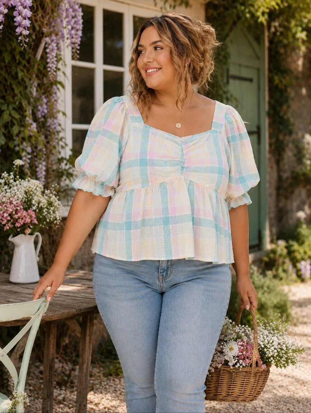Old Navy Xxl Paid Puff Sleeve Top Nwt